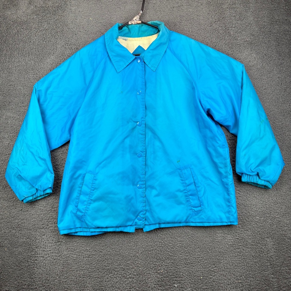Vtg Current Seen Mens XL Blue Nylon Long Sleeve Button Up‎ Coach Jacket Belarus